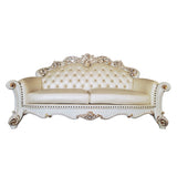 Vendome - Sofa With 5 Pillows - Champagne Synthetic Leather & Antique Pearl