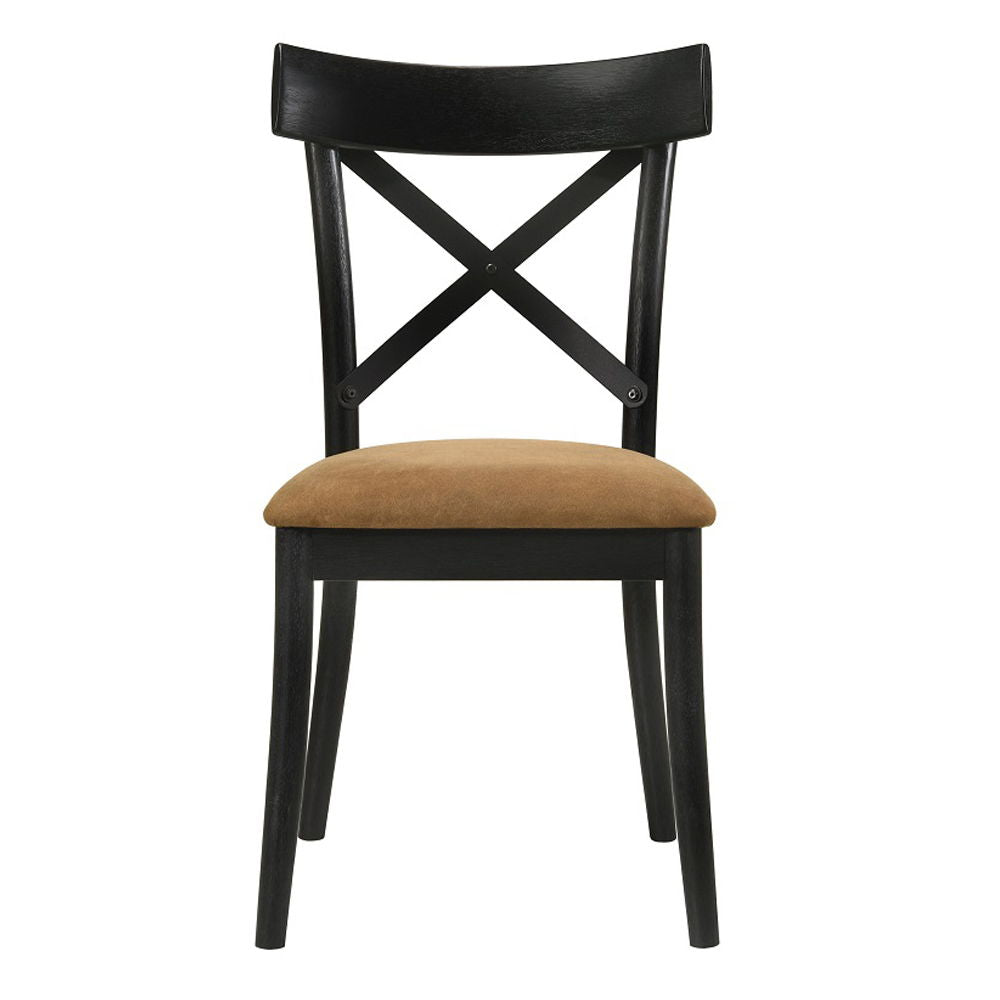 Hillary - Side Chair (Set of 2) - Brown Leather Aire, Walnut & Black