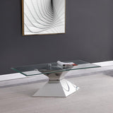 Jenny - Glass Top Stainless Steel Table