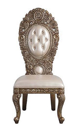 Constantine - Side Chair (Set of 2) - Synthetic Leather , Brown & Gold