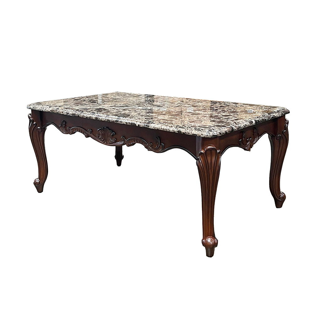 Nayla - Coffee Table - Natural Marble Top & Cherry