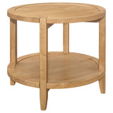 Camillo - Round Solid Wood End Table With Shelf - Maple Brown