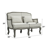 Tania - Loveseat With 2 Pillows - Cream Linen & Gray