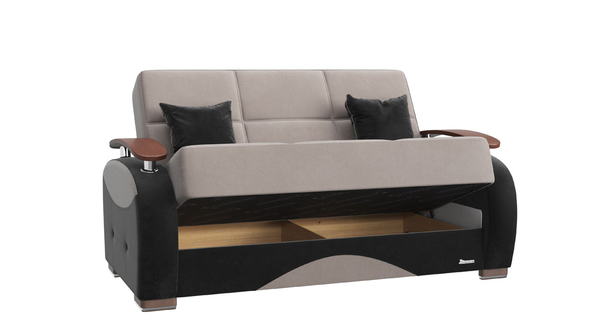 Ottomanson Yafah - Upholstered Convertible Loveseat With Storage - Gray