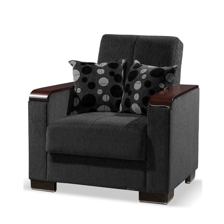 Ottomanson Armada X - Upholstered Convertible Wood Trimmed Armchair With Storage
