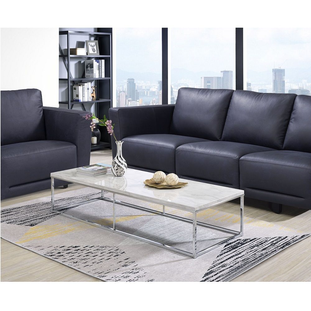 Voleta - Coffee Table - Engineered Stone Top & Chrome