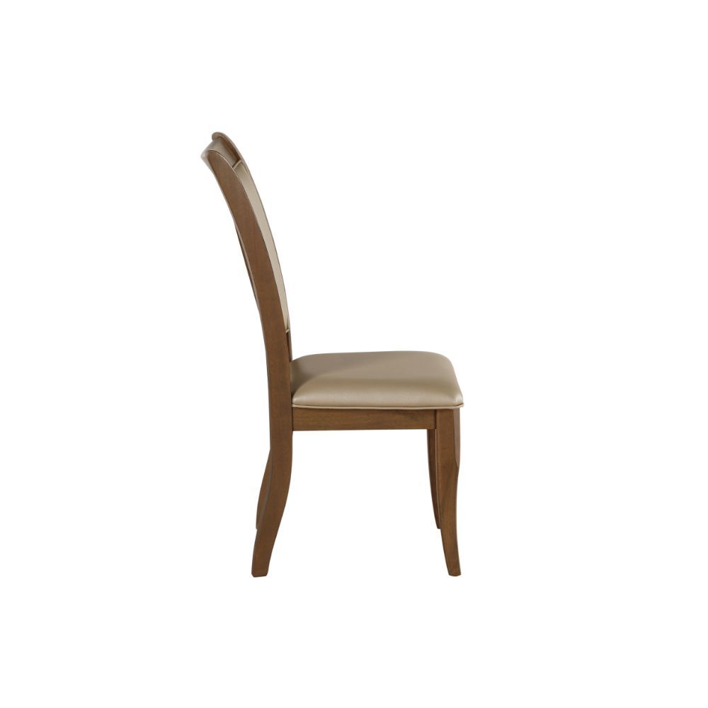 Harald - Side Chair (Set of 2) - Beige Synthetic Leather & Gray Oak