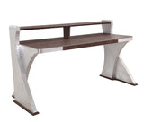 Brancaster - Executive Writing Desk - Retro Brown Top Grain Leather & Aluminum