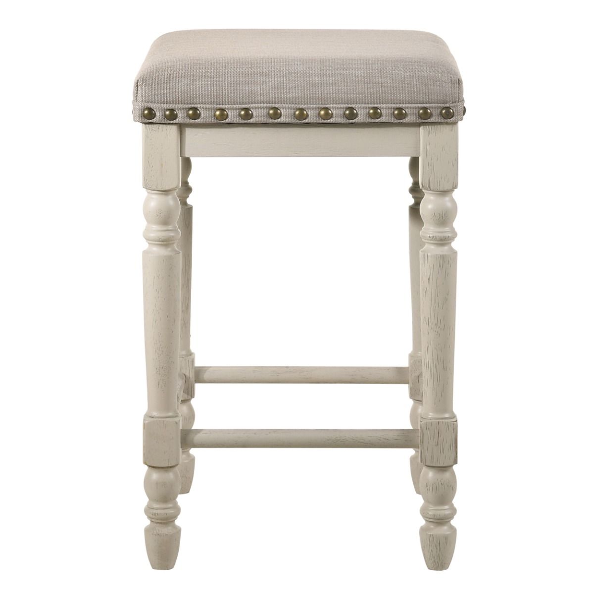 Tasnim - Counter Height Stool (Set of 2) - Tan Fabric & Antique White