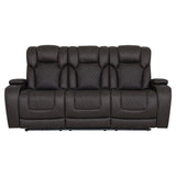 Wendell - Power Motion Sofa With Dropdown Table, Storage, USB & LED - Dark Gray