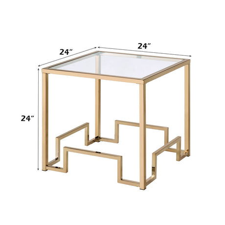 Damien - End Table - Clear Glass & Champagne