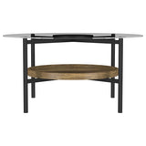 Delfin - Round Glass Top Coffee Table - Black And Brown