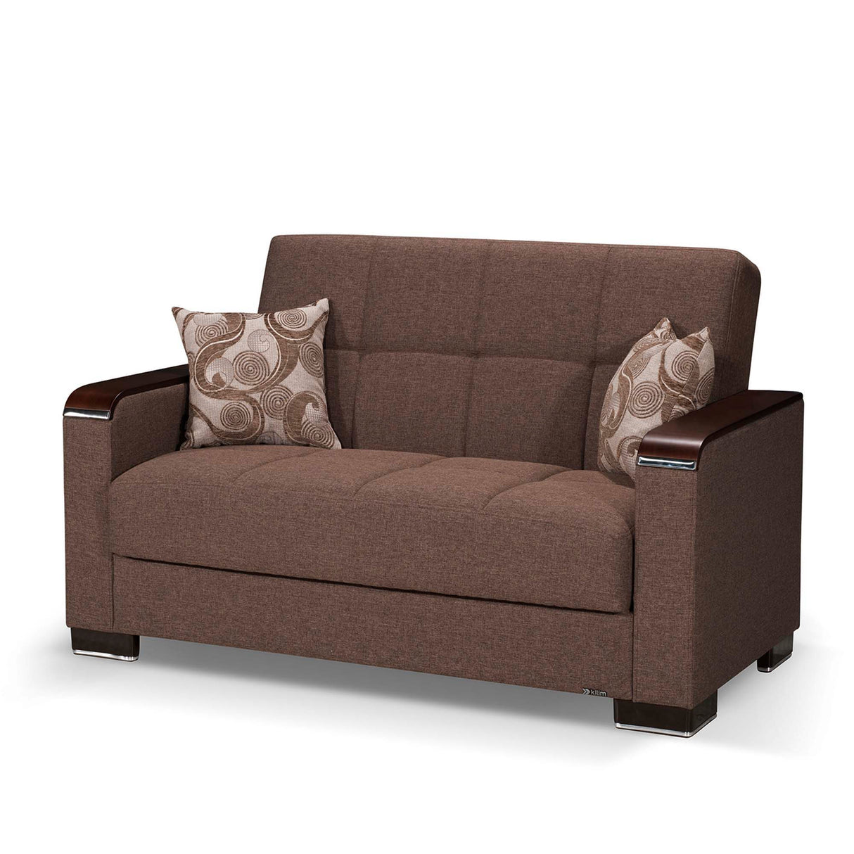 Ottomanson Armada X - Upholstered Convertible Wood Trimmed Loveseat With Storage - Polyester
