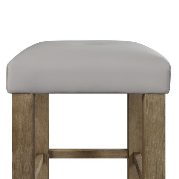 Charnell - Counter Height Stool (Set of 2) - Gray Synthetic Leather & Oak