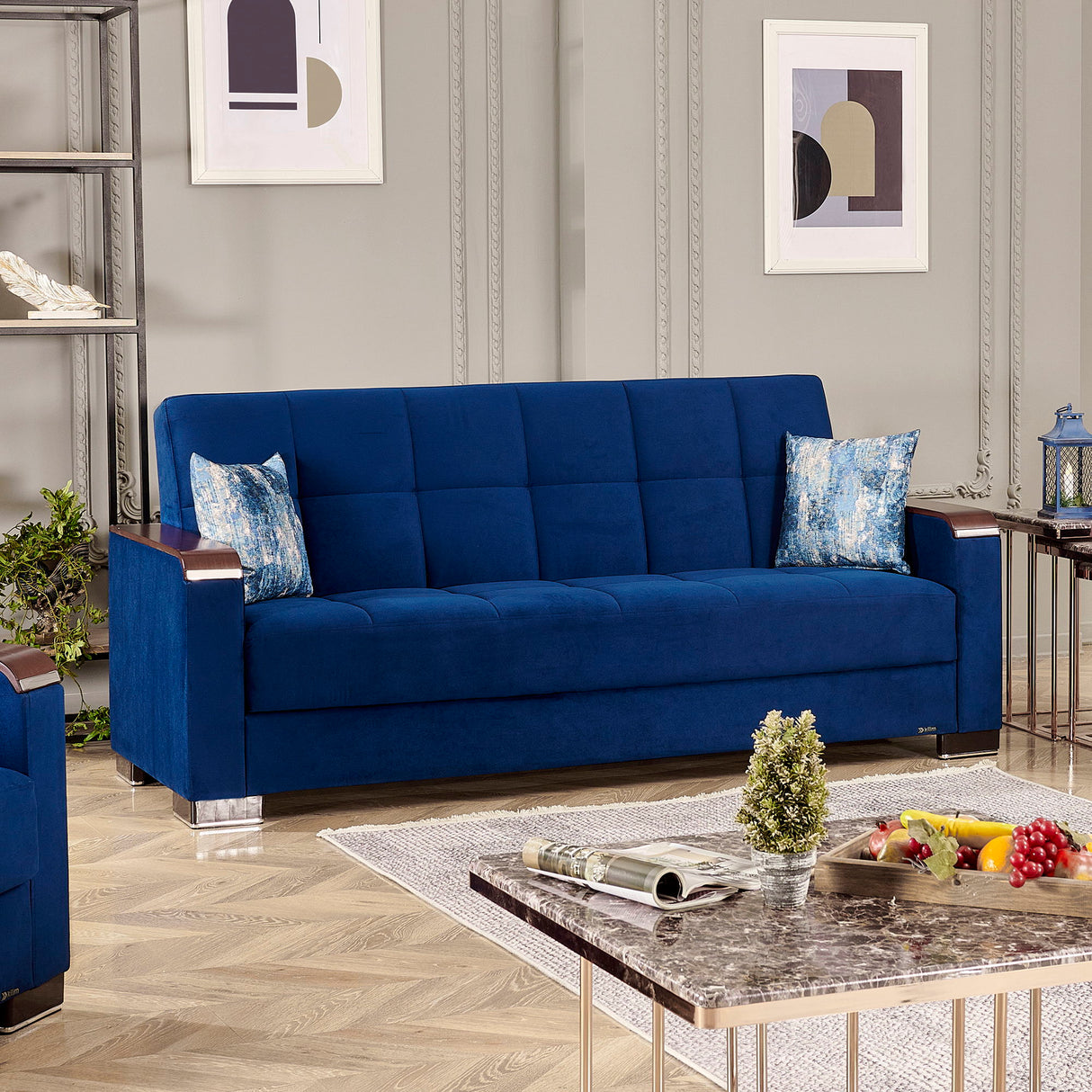 Ottomanson Armada X - Upholstered Convertible Wood Trimmed Sofabed With Storage - Microfiber