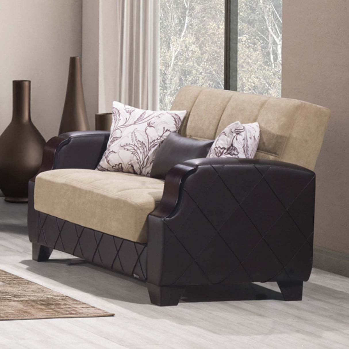 Ottomanson Molina - Upholstered Convertible Loveseat With Storage