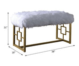 Bagley II - 21" Bench - White Faux Fur & Gold