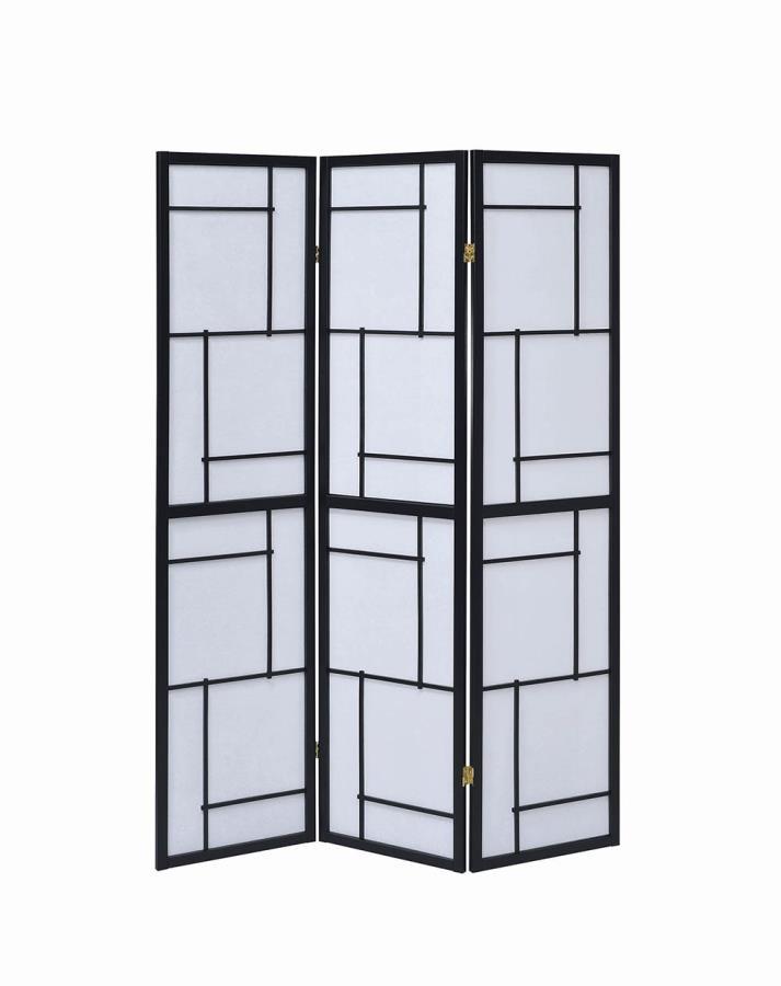 Damis - 3 - Panel Room Divider Folding Shoji Screen - Black