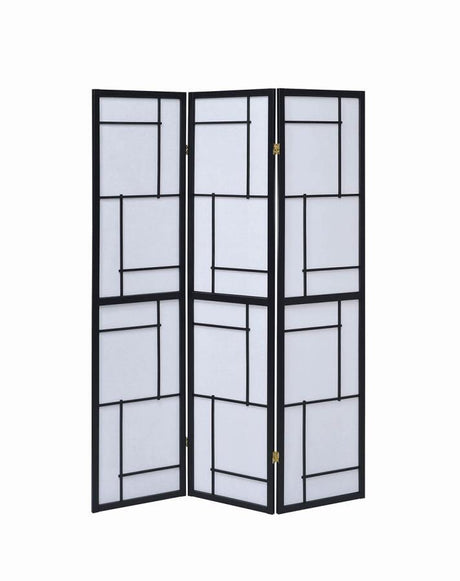 Damis - 3 - Panel Room Divider Folding Shoji Screen - Black