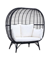 Penelope - Patio Lounge Chair - Cream Fabric & Black Finish