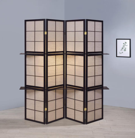Iggy - 4 - Panel Room Divider Folding Shoji Screen - Cappuccino