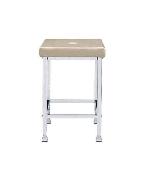 Raine - Stool (Set of 2) - Beige Velvet & Chrome Finish