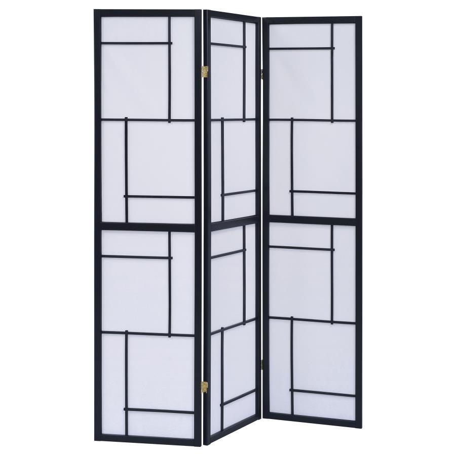 Damis - 3 - Panel Room Divider Folding Shoji Screen - Black