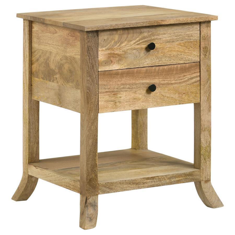 Russo - 2-Drawer Accent Table With Open Shelf - Natural Mango