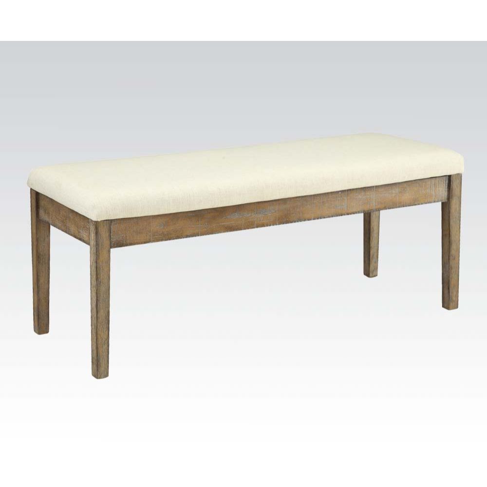 Claudia - Bench - Beige Linen & Salvage Brown