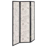 Felice - 3 - Panel Room Divider Folding Screen - French Script