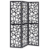 Nailan - 3 - Panel Room Divider Folding Screen Open Mosaic - Black