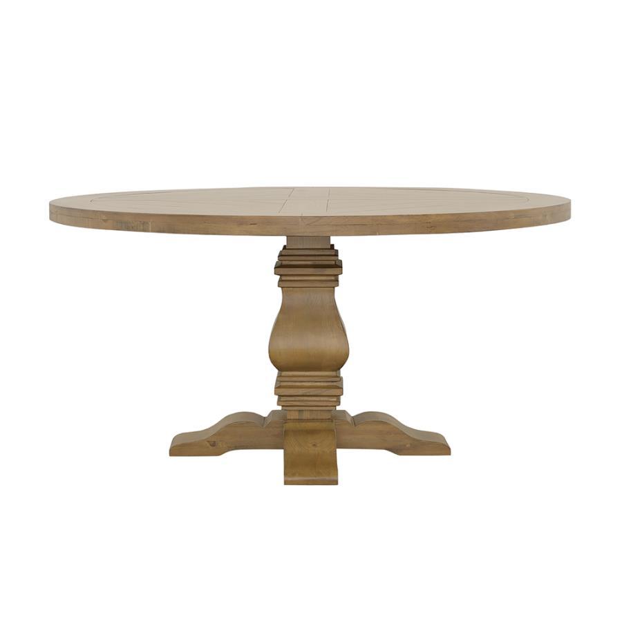 Florence - Round Pedestal Dining Table - Rustic Smoke