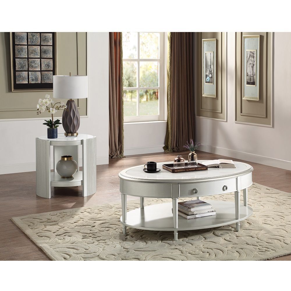 Kasa Coffee Table - Sintered Stone Top & Champagne Finish