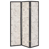 Felice - 3 - Panel Room Divider Folding Screen - French Script