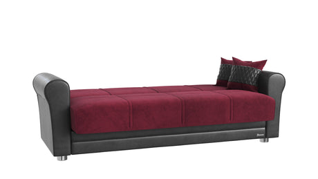Ottomanson Avalon - Convertible Sofabed With Storage - Burgundy & Black