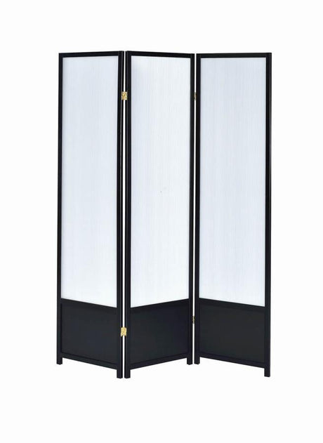 Calix - 3 - Panel Room Divider Folding Shoji Screen - Black