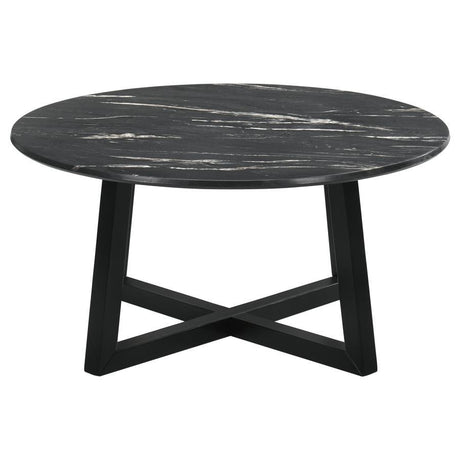 Skylark - Round Marble - Like Smart Top Coffee Table - Black