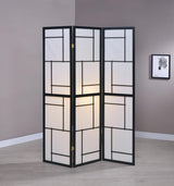 Damis - 3 - Panel Room Divider Folding Shoji Screen - Black