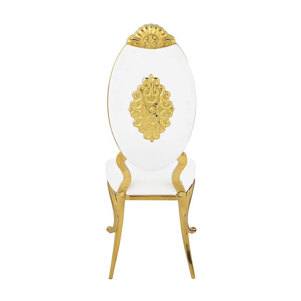 Fallon - Side Chair (Set of 2) - White PU & Mirroed Gold Finish