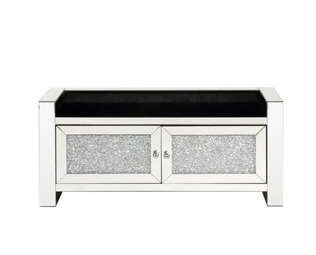 Noralie - Bench - Mirrored & Faux Diamonds - 22"