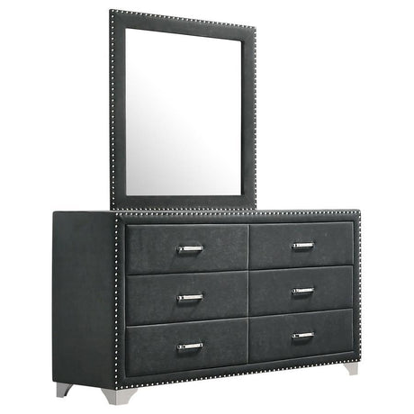 Melody - 6-Drawer Upholstered Dresser With Mirror