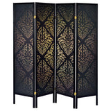 Haidera - 4 - Panel Room Divider Folding Screen - Black Damask