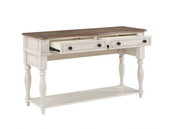 Florian - Sofa Table - Oak & Antique White Finish