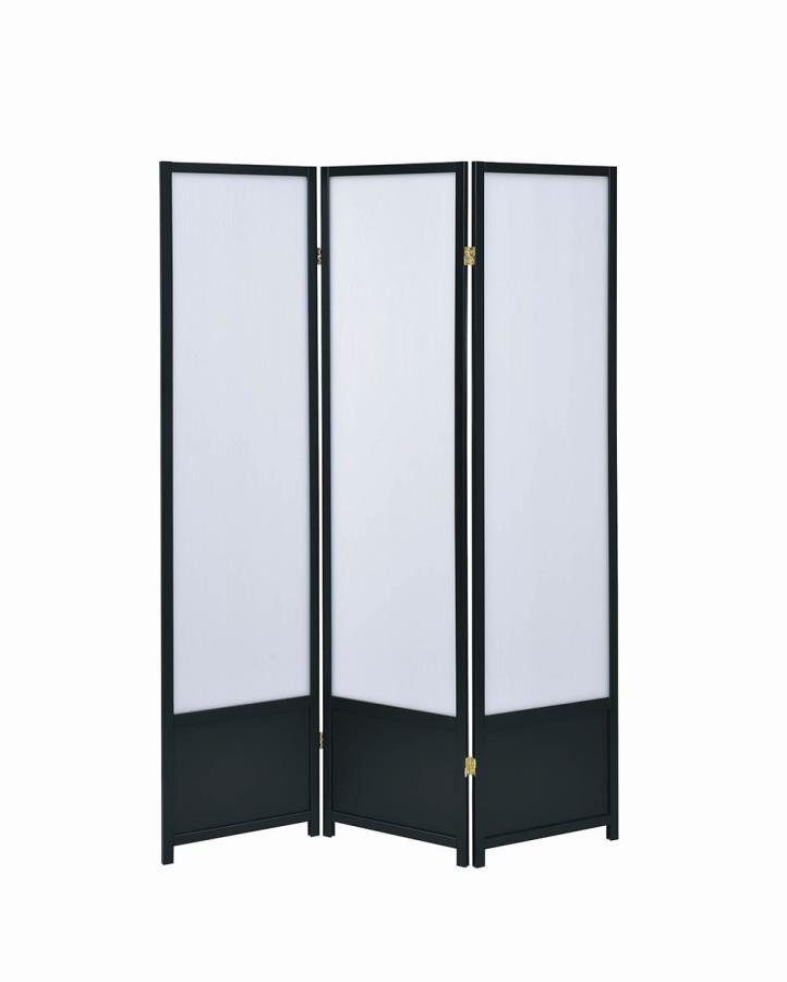 Calix - 3-Panel Folding Floor Screen - Translucent And Black