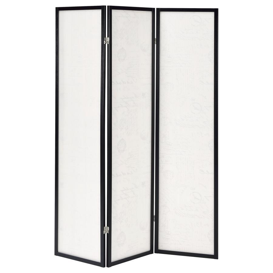 Felice - 3 - Panel Room Divider Folding Screen - French Script