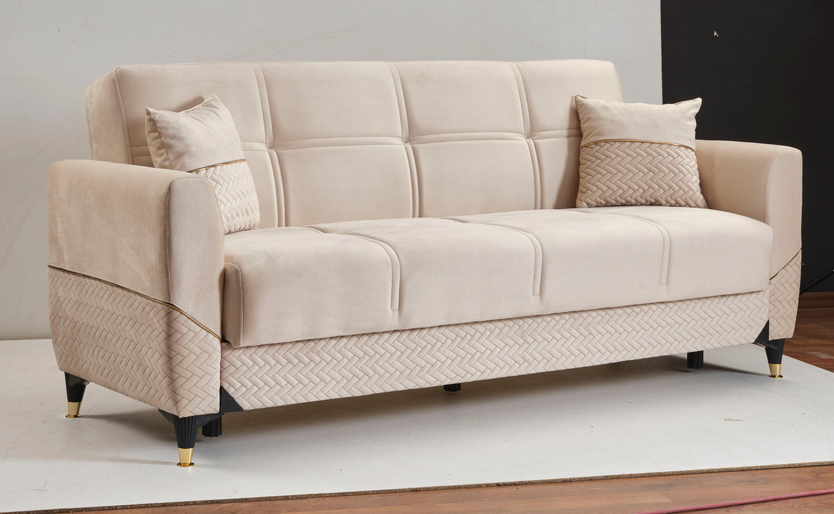 Ottomanson Samba - Upholstered Convertible Sofabed with Storage - Beige