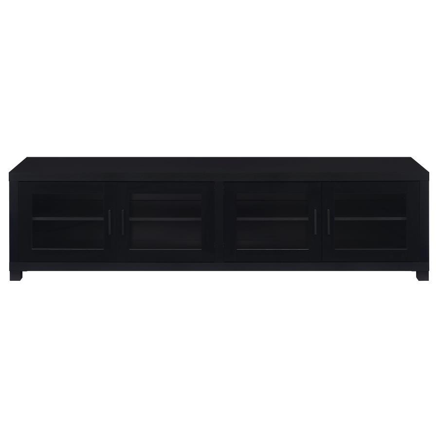 Jupiter - 4-door 79" TV Stand Media Console With Framed Glass Panels - Black