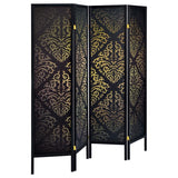 Haidera - 4 - Panel Room Divider Folding Screen - Black Damask