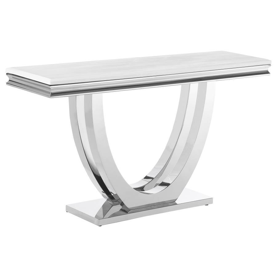 Kerwin - U - Base Stone Top Entryway Sofa Console Table - Chrome